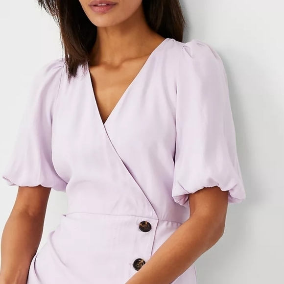NEW! ANN TAYLOR Wrap Button Midi Dress 14.